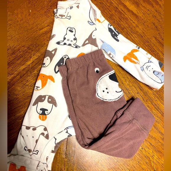 Carter's Other - Carter's Infant 6M Outfit Set W/ long sleeve onesie & brown pants W/ Puppies